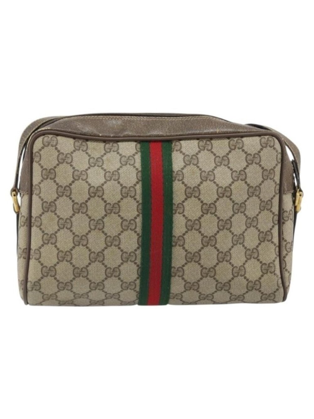 Authentic GUCCI GG Supreme Web Sherry Line Bag PVC Beige Gold 24 02 005 - Picture 9 of 16